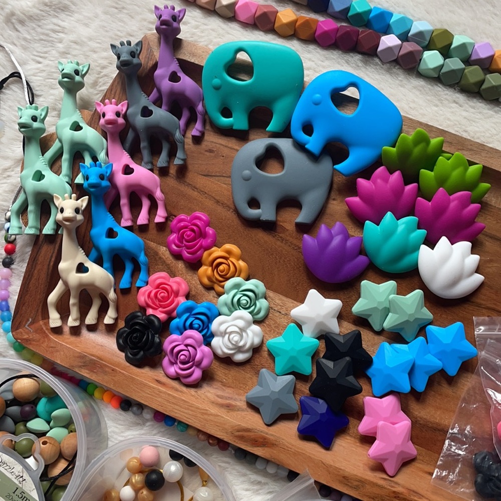 Silicone Teethers Teething Beads Pacifier Clips DIY Teething Jewelry